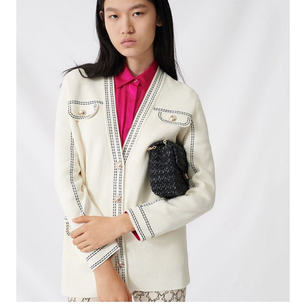 NWT Maje “Mollie” topstitch cardigan